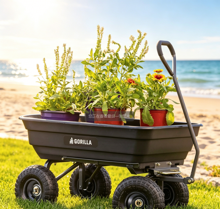 Heavy-Duty Utility Wagon with Quick-Release Dumping & Pneumatic Tires for Yard, Landscaping and Gardening