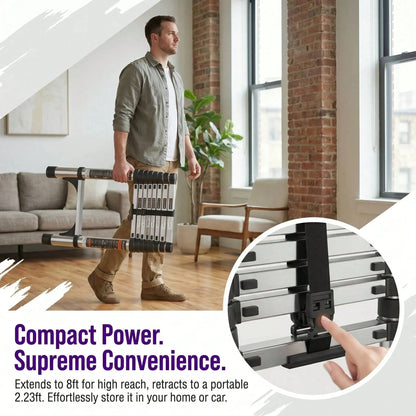 Aluminum Telescopic Extension Ladder, Fast Foldable Design