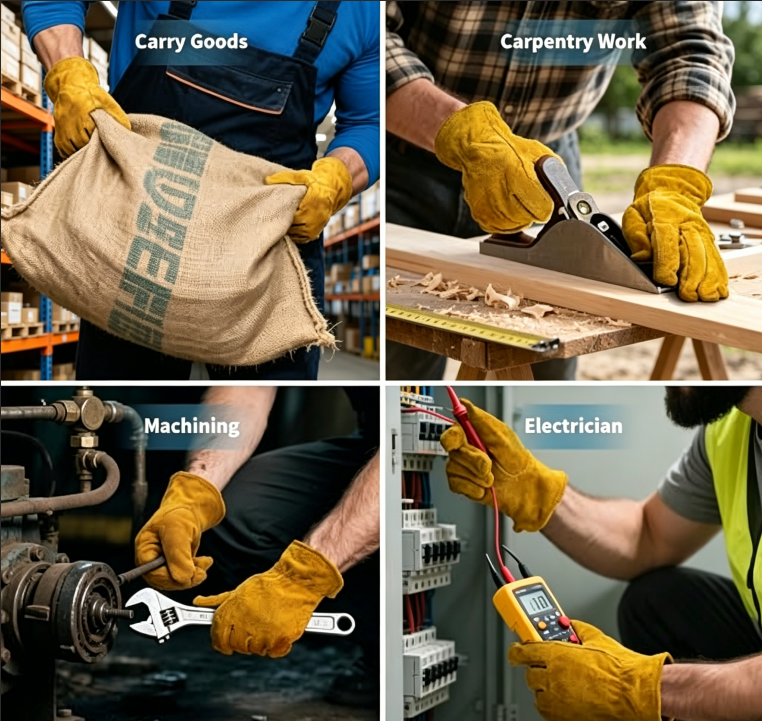 Leather Gardening Gloves for Men Women: Thorn Proof Cowhide Work Gloves