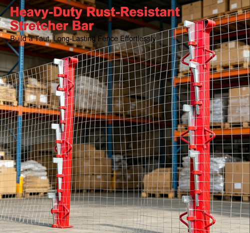 4ft Woven Wire Fence Stretcher Bar with 5 Wedges, Heavy-Duty Carbon Steel Fence Stretcher Tool Wire Puller