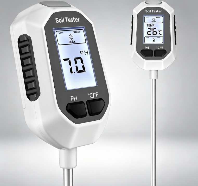 4-in-1 Soil Moisture Meter, Digital Plant Temperature/Soil Moisture Test & PH Meter/Sunlight Intensity, Backlight LCD Display