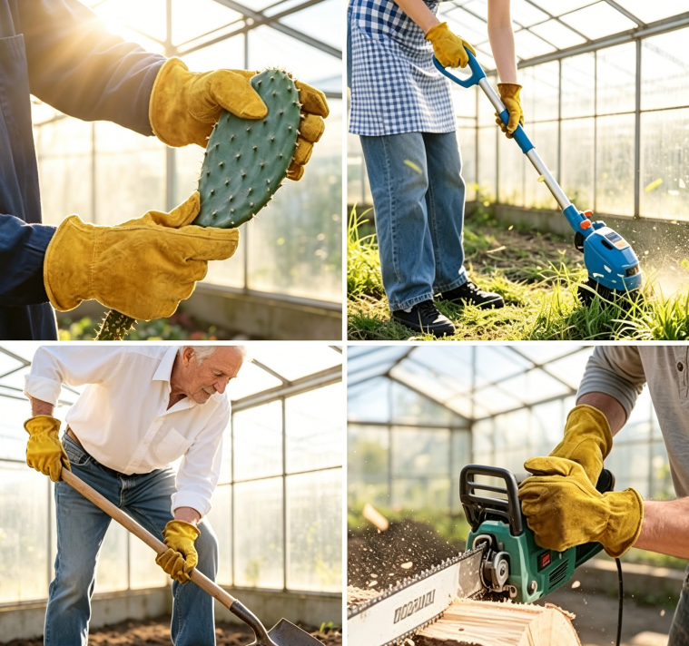 Leather Gardening Gloves for Men Women: Thorn Proof Cowhide Work Gloves