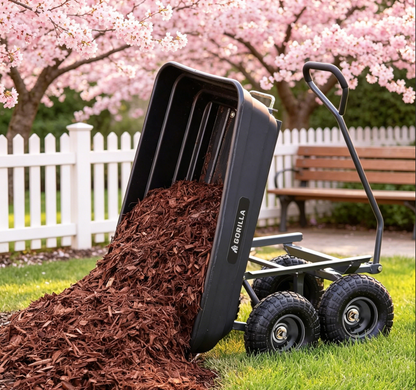 Heavy-Duty Utility Wagon with Quick-Release Dumping & Pneumatic Tires for Yard, Landscaping and Gardening