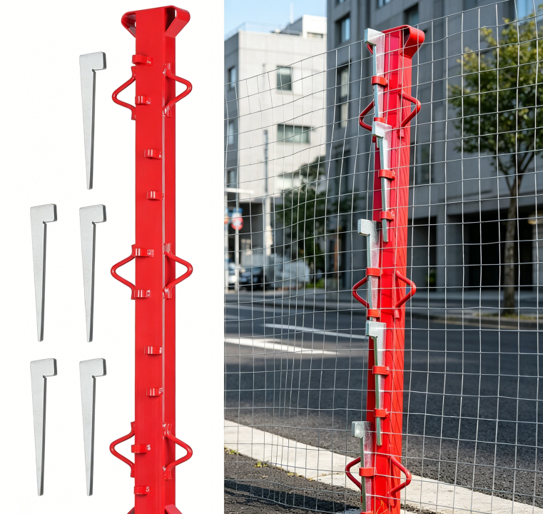 4ft Woven Wire Fence Stretcher Bar with 5 Wedges, Heavy-Duty Carbon Steel Fence Stretcher Tool Wire Puller