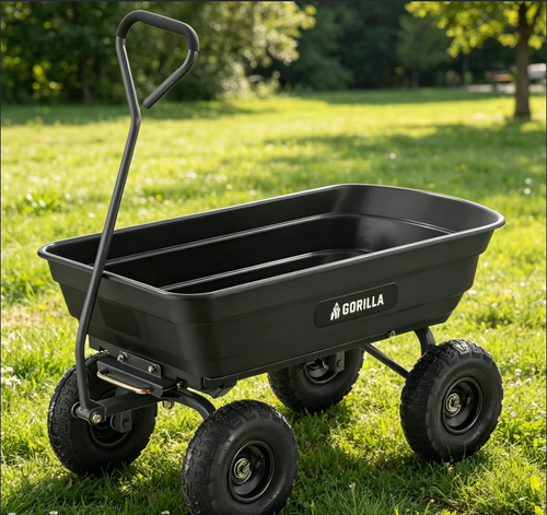Heavy-Duty Utility Wagon with Quick-Release Dumping & Pneumatic Tires for Yard, Landscaping and Gardening