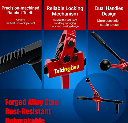Chain Link Fence Stretcher Tool - Heavy Duty Alloy Steel Ratchet Puller & Tensioner, 9" Travel Range for Wire Fencing