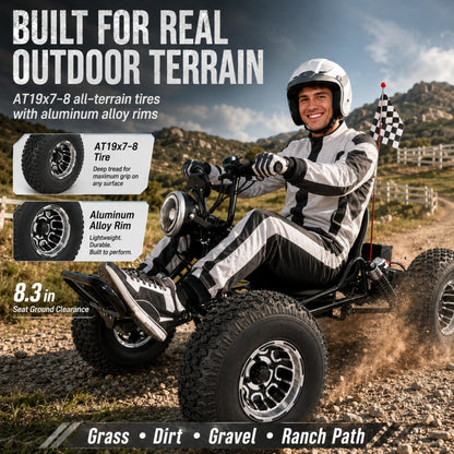 48V 20Ah Electric Off‑Road Go Kart｜Peak 4000W, 31 MPH, 30‑Mile Range, for Teens & Adults