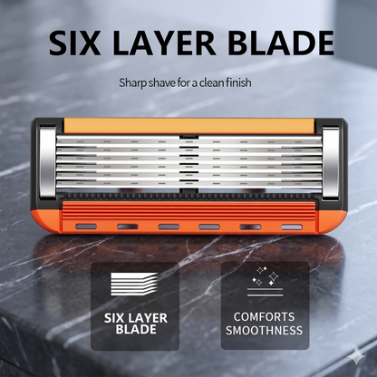 Men's 6-Blade Shaving Razor Kit, Non-Slip Handle with 24/48 Refill Razor Cartridges
