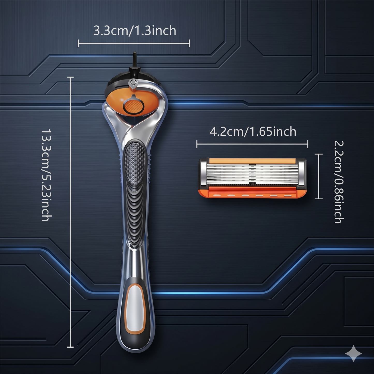 Men's 6-Blade Shaving Razor Kit, Non-Slip Handle with 24/48 Refill Razor Cartridges