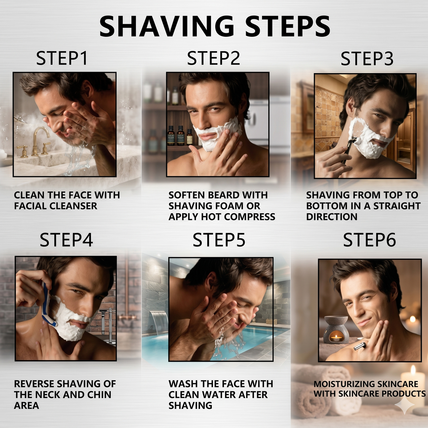 Men's 6-Blade Shaving Razor Kit, Non-Slip Handle with 24/48 Refill Razor Cartridges